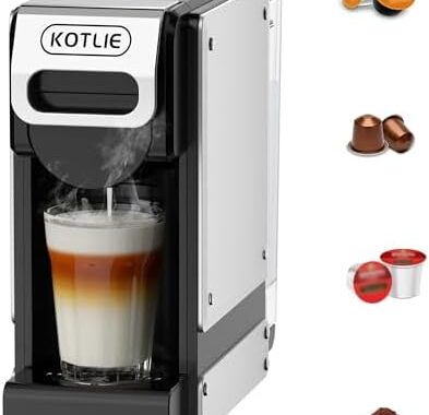 KOTLIE Single Serve Coffee Maker for K*cup, Nes Original,Dol*e Gusto,and Grounds, 34 Oz Reservoir with 7 Water Flow Settings, Ideal for Homes, Offices and RVs (ST-550)